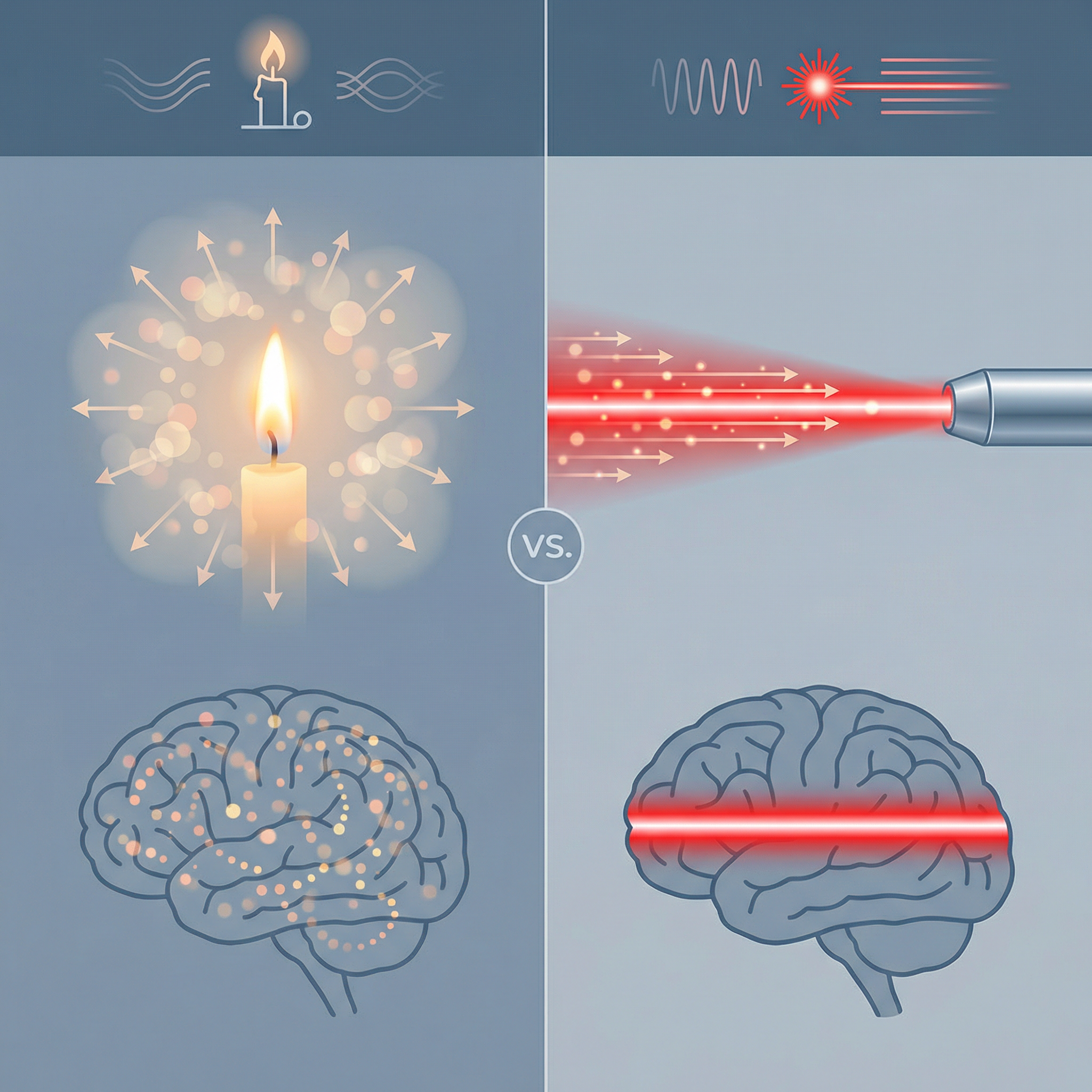 Candle vs Laser: The power of mental coherence