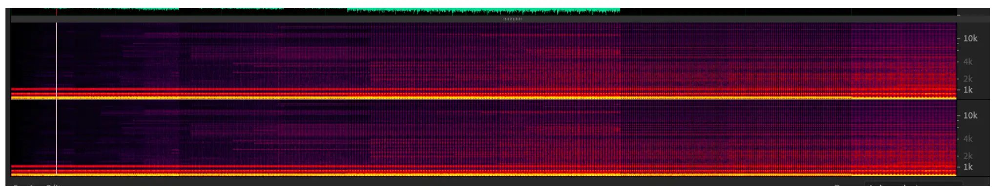 MOTS-c Spectral Analysis — Full Frequency Band Overview with stereo channel display